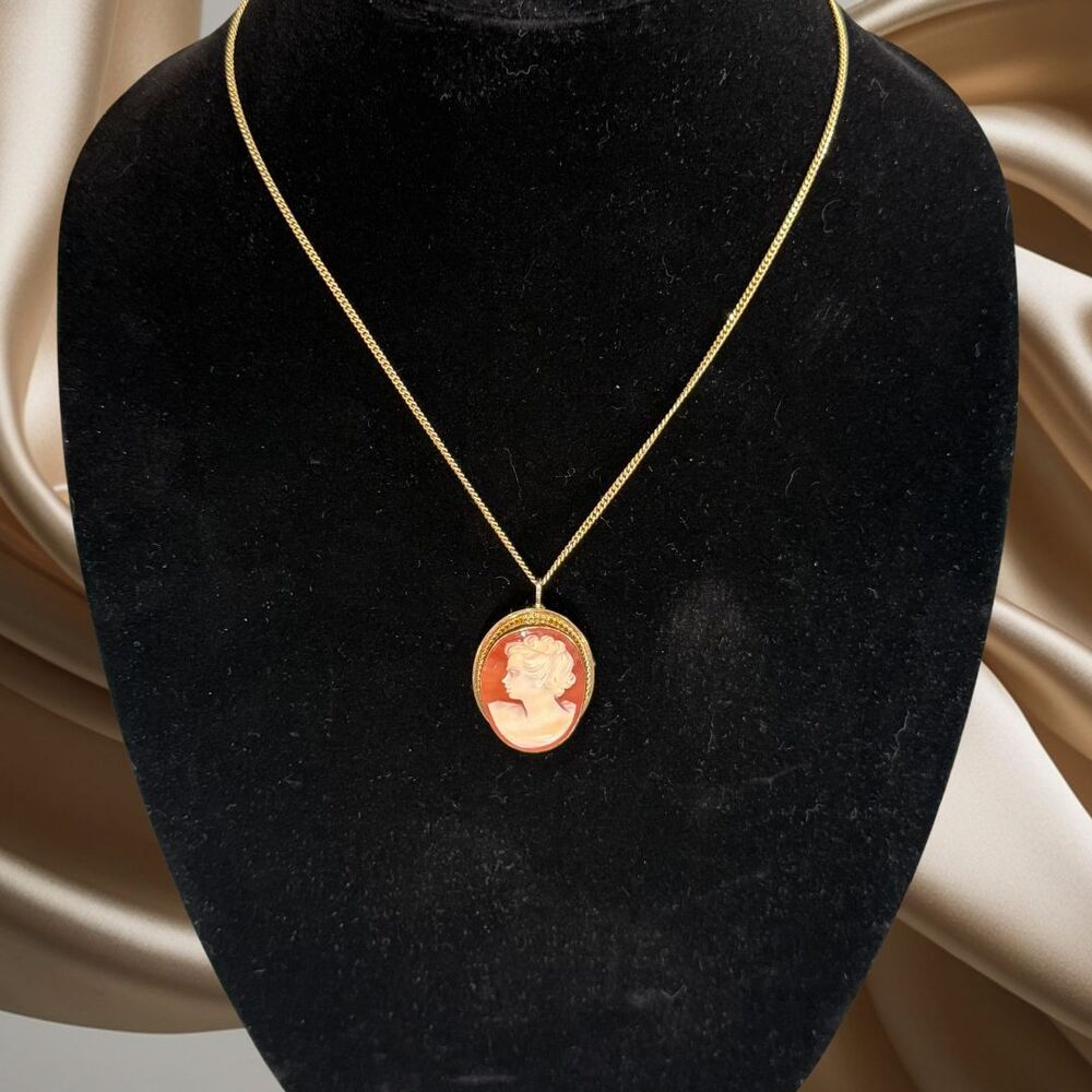 VTG Van Dell 12KT GF Carved Shell Cameo Brooch / Pendant W/Original Box Estate - Picture 3 of 16